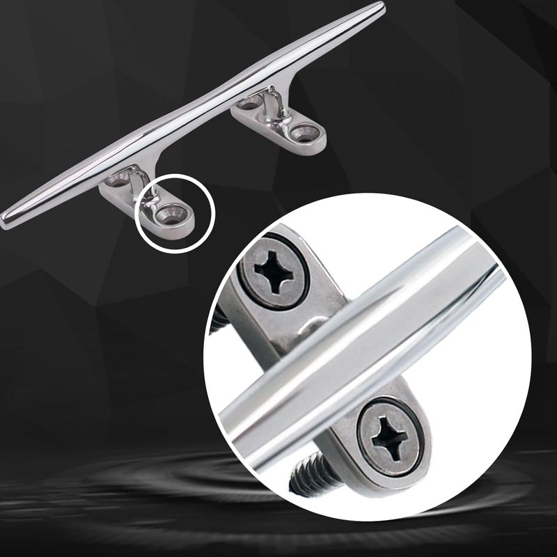 Laorde Boat Cleat 4 inch 5 inch 6 inch 8 inch 10 inch Open Base 316 Stainless Steel Dock Cleat Marine Grade Rope Cleat with Fasteners for Kayaks, Nautical Decor - Image 4